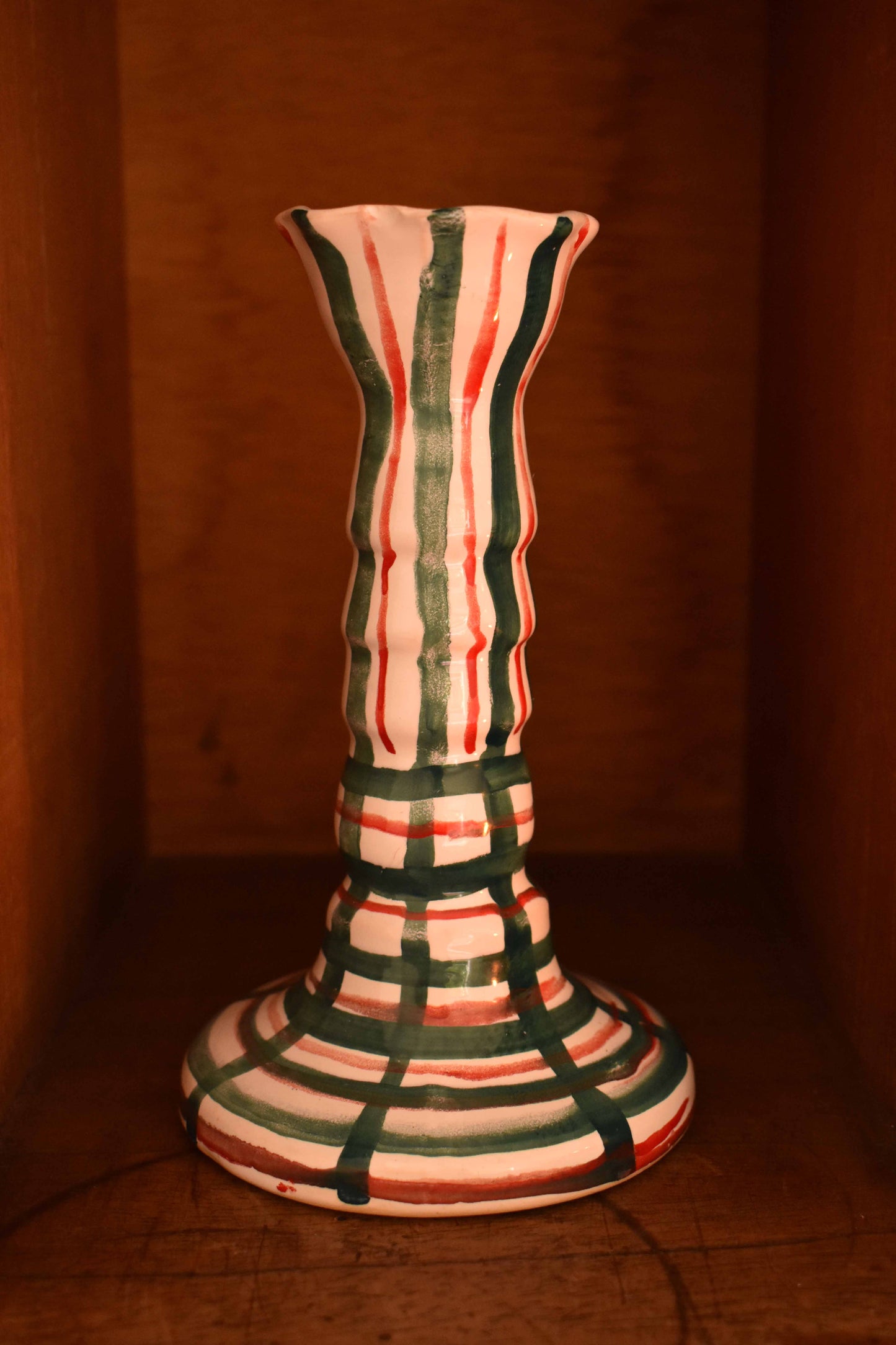 Candelabro Lirio Plaid Verde