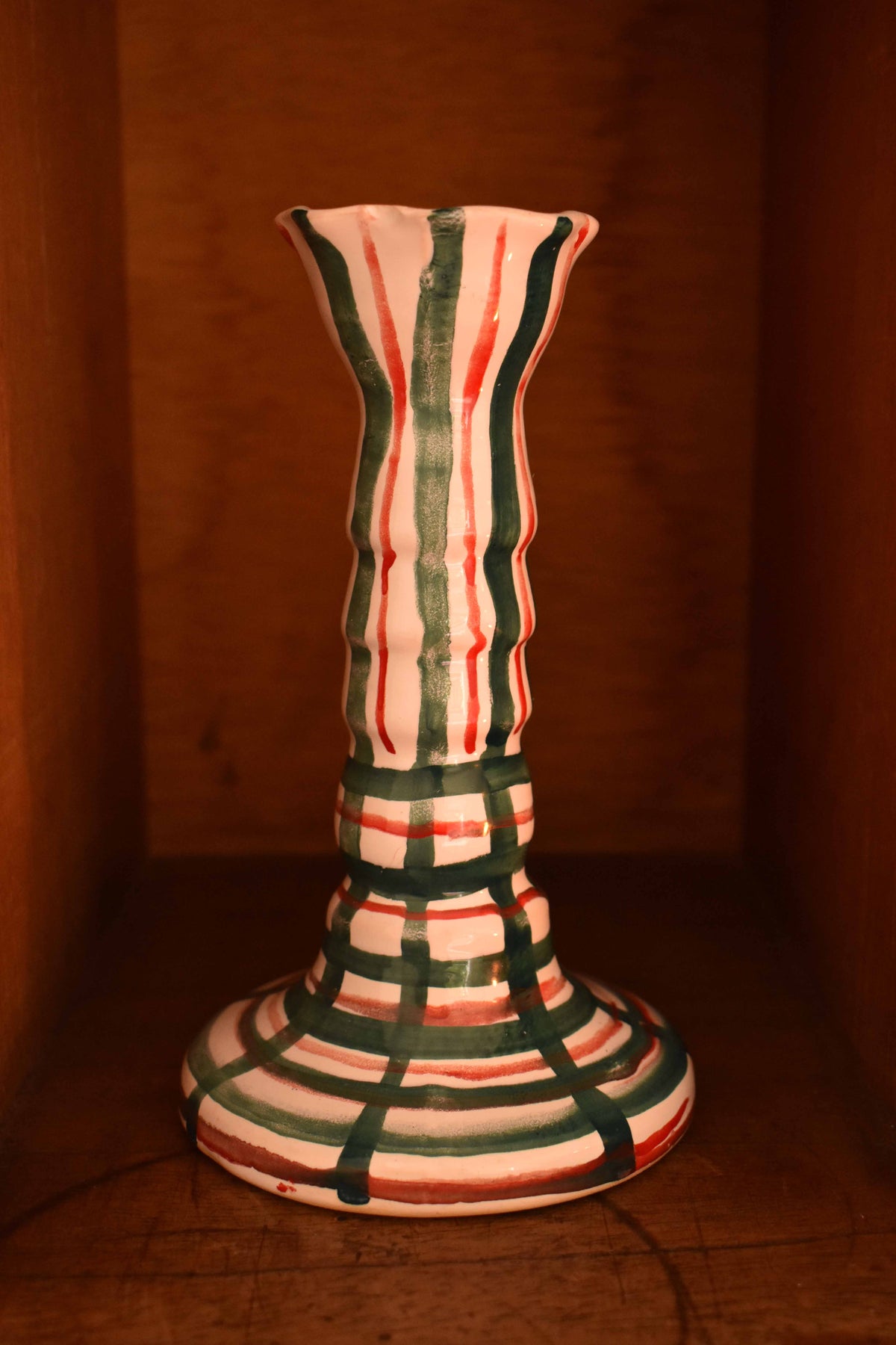Candelabro Lirio Plaid Verde