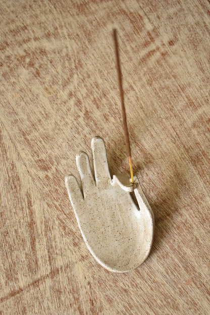 White Mudra Incense Holder