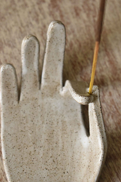 White Mudra Incense Holder