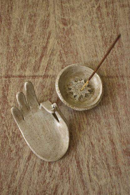 White Mudra Incense Holder