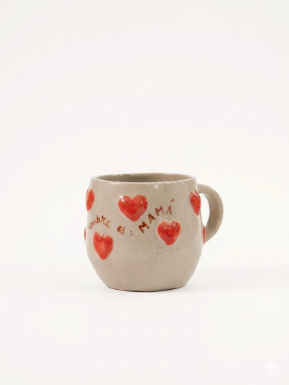 Mug Corazones "Mucho gusto, mi nombre es: MAMÁ"